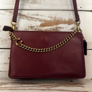 Coach Burgundy Crossbody Bag with Gold Chain